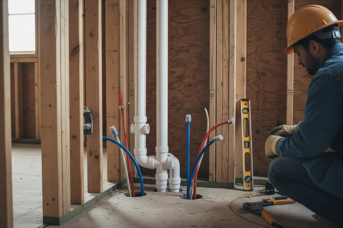 Drain and supply rough-in during Drain Cleaning in Plymouth